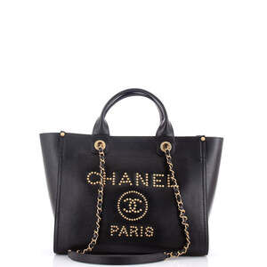 Chanel Small Deauville Tote Studded Caviar